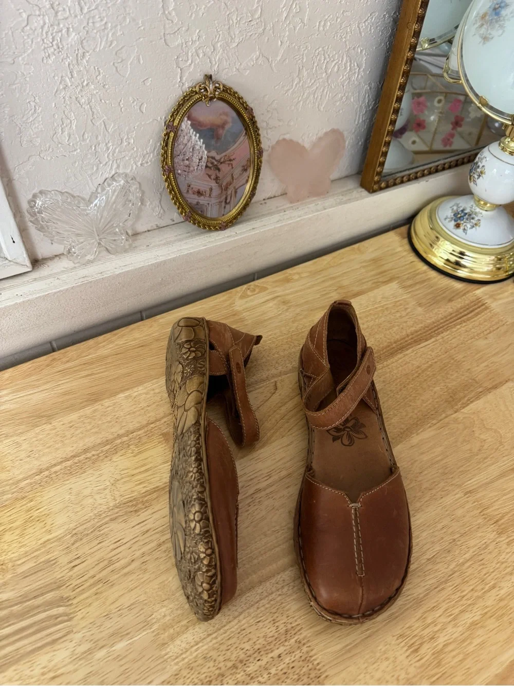 Josef Seibel Brown Leather Mary Jane Comfort Flats EU 39 Minimalist Classic